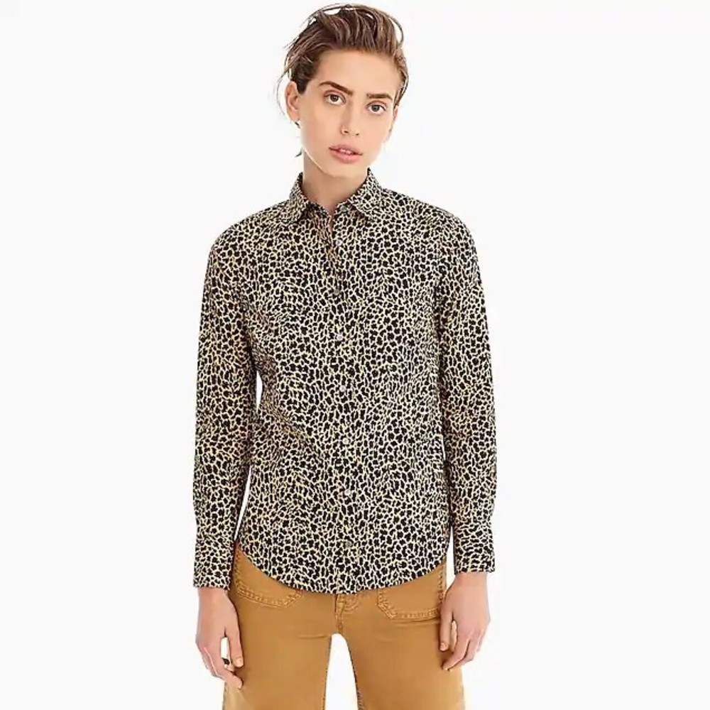JCREW Slim Stretch Perfect Shirt in Leopard Print - Picture 3 of 5